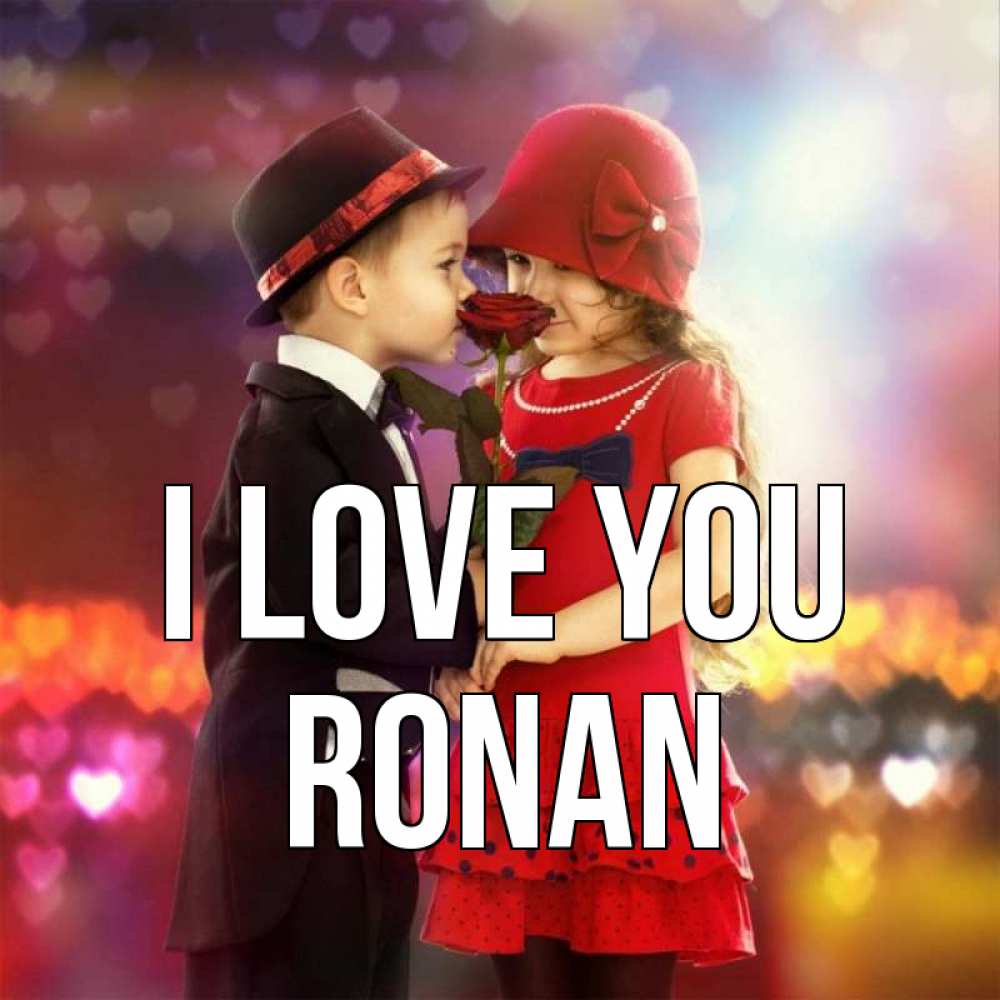 Greetings card с именем, Ronan I love you черное и красное и роза Greetings with text for free download 