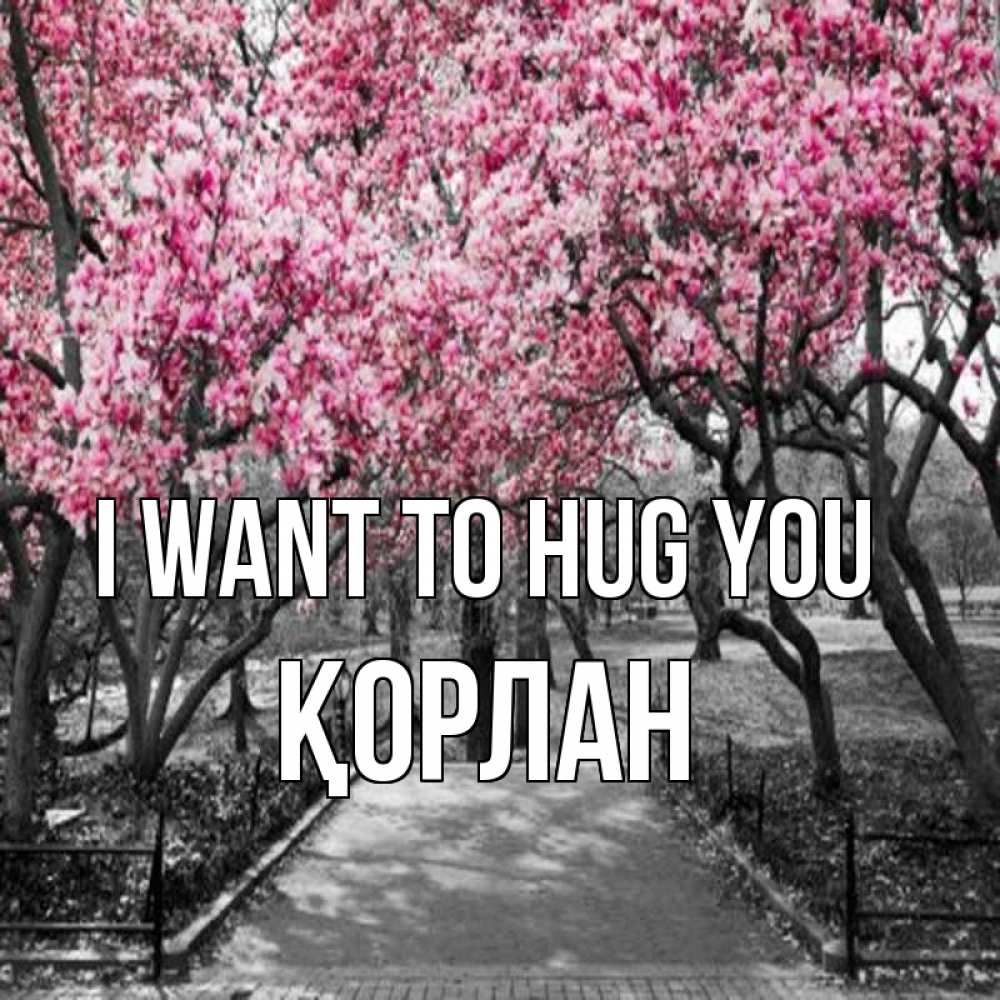 Greetings card с именем, ҚОРЛАН I want to hug you обработанное фото Greetings with text for free download 