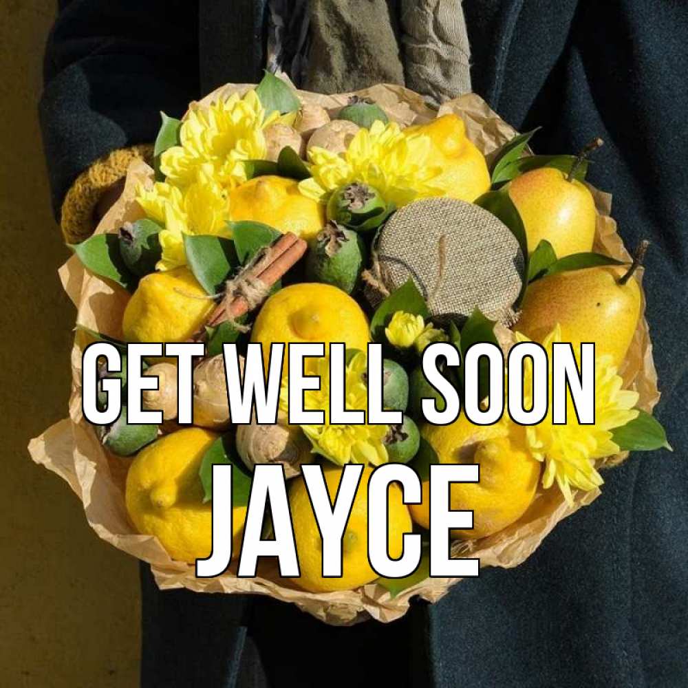 Greetings card с именем, Jayce Get well soon букет витаминов Greetings with text for free download 