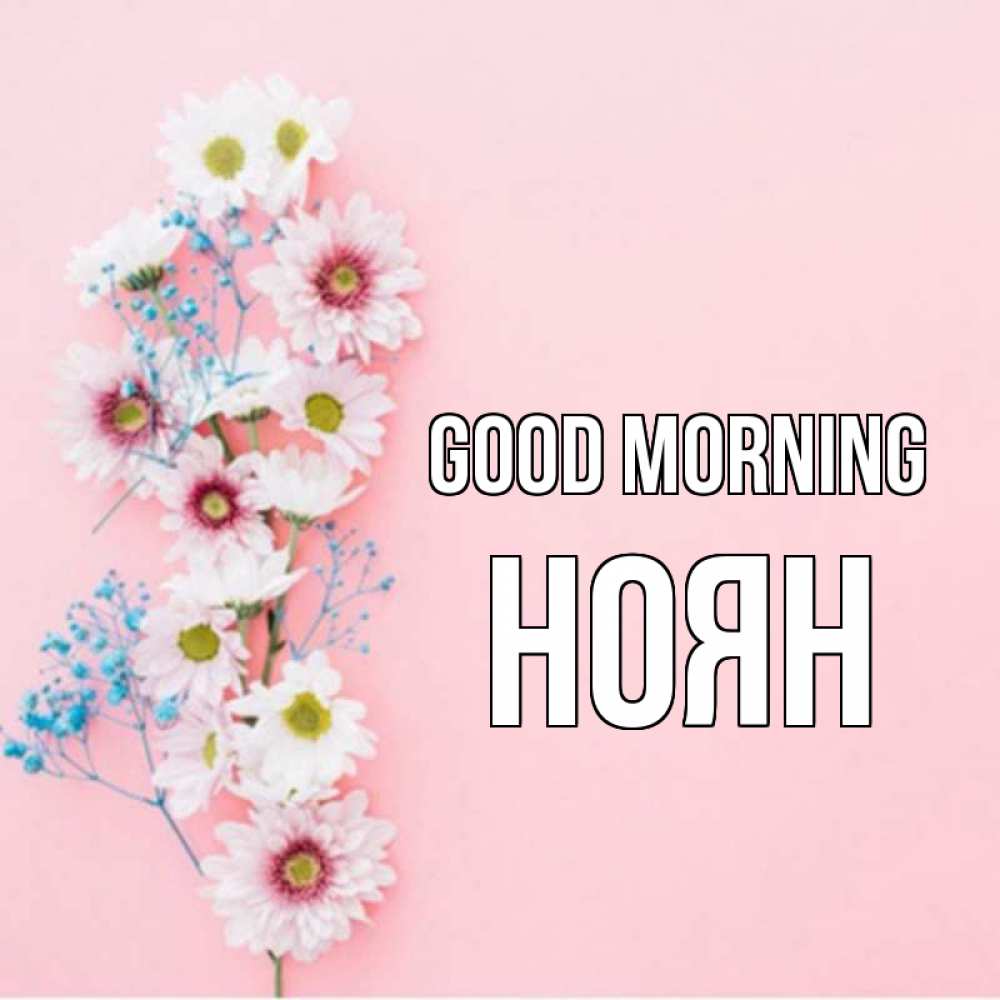 Greetings card с именем, НОЯН Good morning цветы с подписью Greetings with text for free download 