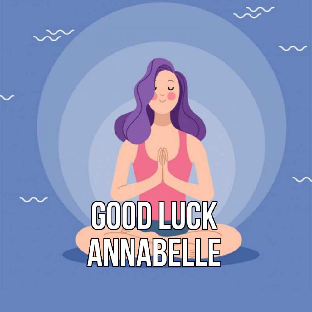 Greetings card с именем, Annabelle Good luck девушка с фиолетовыми волосами Greetings with text for free download 