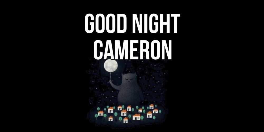 Greetings card с именем, Cameron Good night кот,луна, ночь, звезды Greetings with text for free download 