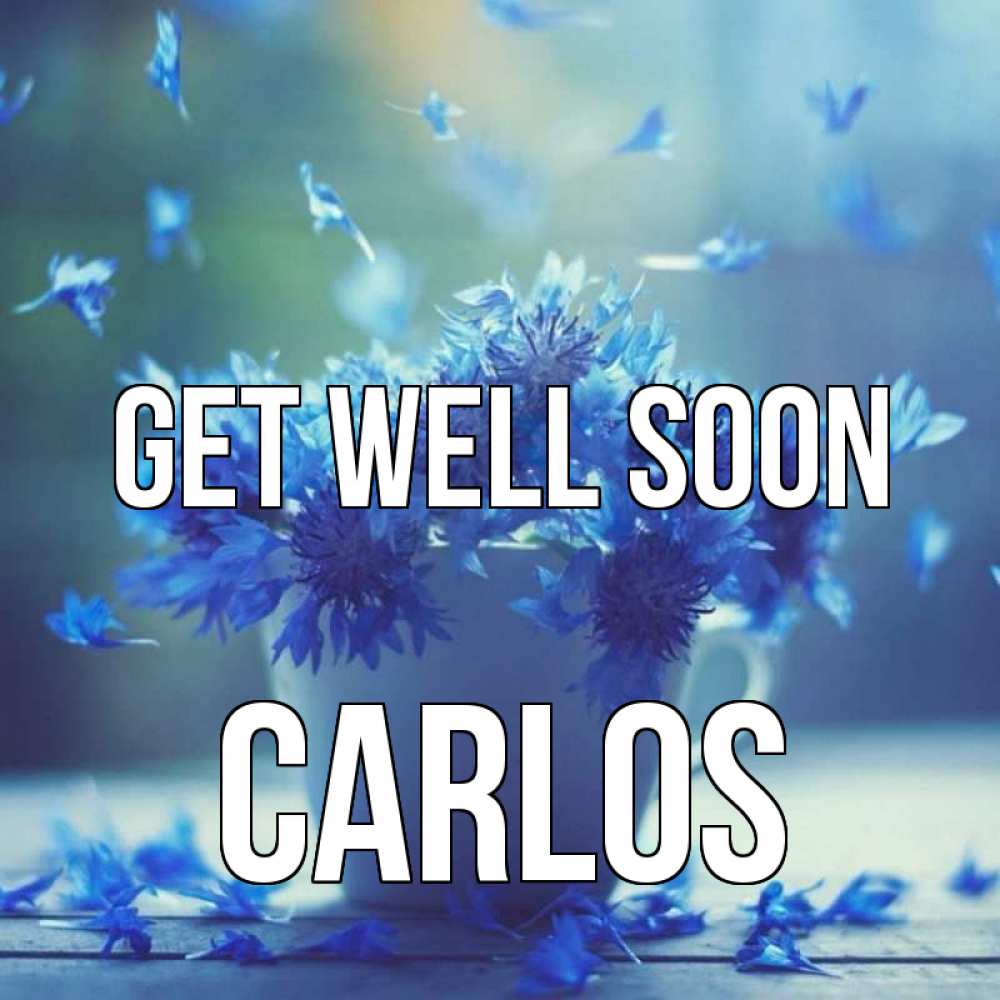 Greetings card с именем, Carlos Get well soon кружка с зельем и цветами Greetings with text for free download 