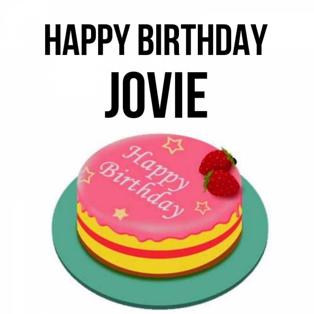 Greetings card с именем, Jovie Happy Birthday торт, клубника, днюха Greetings with text for free download 