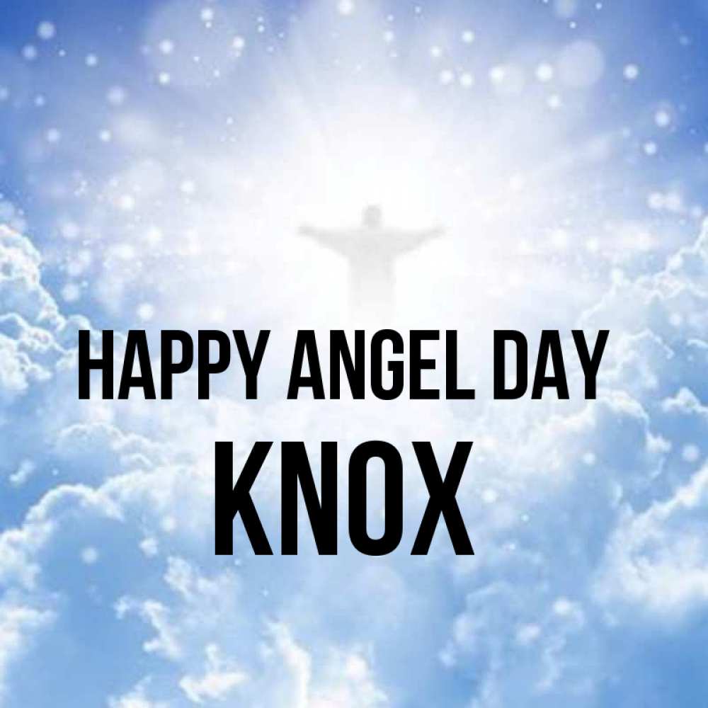 Greetings card с именем, Knox happy angel day ангел на облаках в свете солнца Greetings with text for free download 