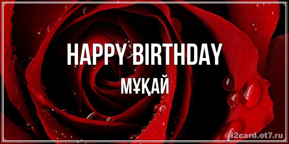 Greetings card с именем, Мұқай Happy Birthday крупная бордовая роза Greetings with text for free download 