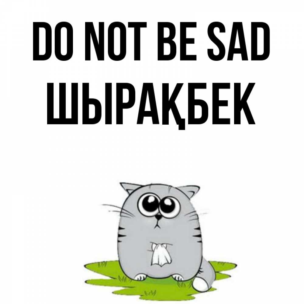 Greetings card с именем, ШЫРАҚБЕК Do not be sad грустный котяра Greetings with text for free download 